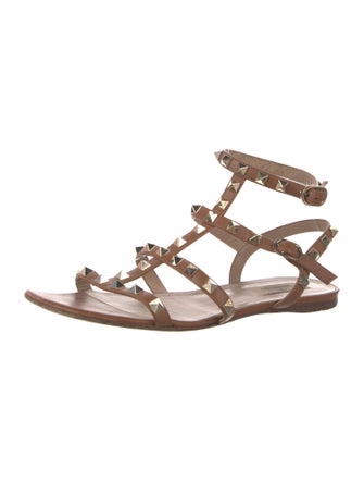 Valentino Rockstud Accents Leather Gladiator Sandals