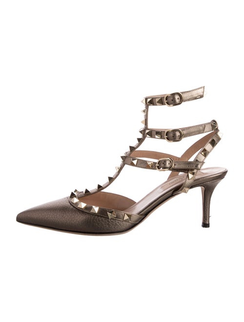 Valentino Rockstud Accents Leather T-Strap Pumps