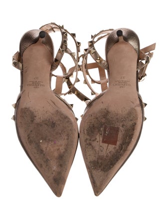 Valentino Rockstud Accents Leather T-Strap Pumps