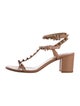 Valentino Rockstud Accents Leather T-Strap Sandals