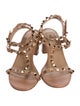 Valentino Rockstud Accents Leather T-Strap Sandals