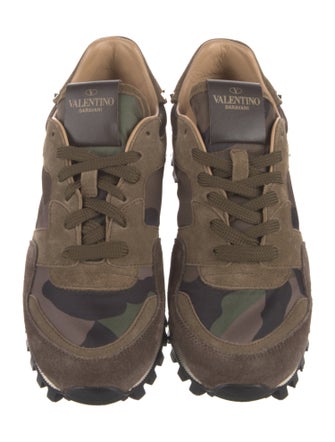 Valentino Rockstud Accents Suede Sneakers