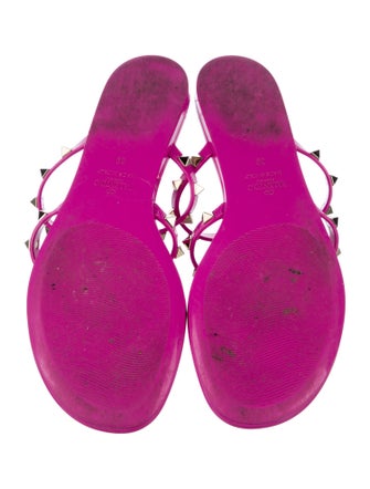 Valentino Rockstud Accents Rubber T-Strap Sandals