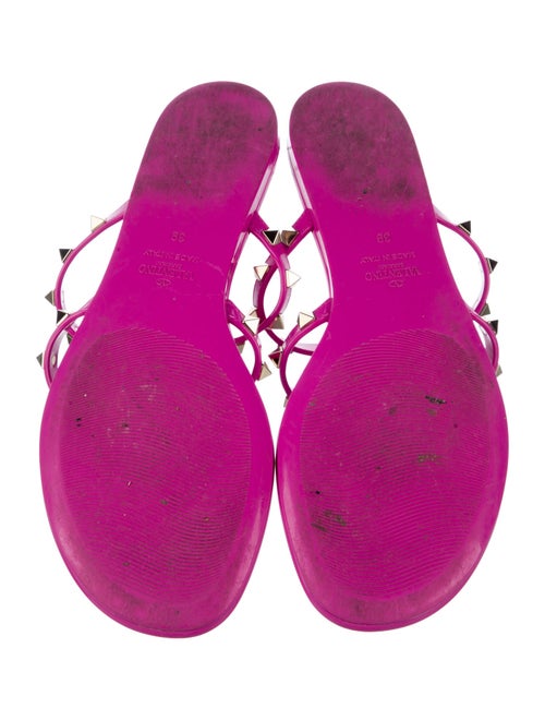 Valentino Rockstud Accents Rubber T-Strap Sandals