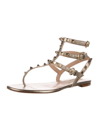 Valentino Rockstud Accents Patent Leather Flats