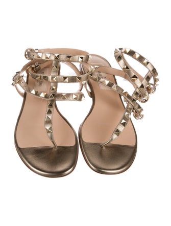 Valentino Rockstud Accents Patent Leather Flats