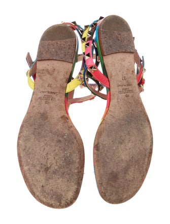 Valentino Rockstud Accents Leather Gladiator Sandals
