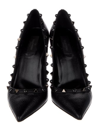 Valentino Rockstud Accents Leather Pumps