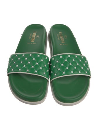 Valentino Rockstud Accents Leather Slides