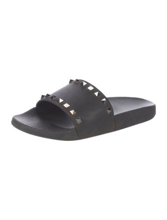 Valentino Rockstud Accents Rubber Slides