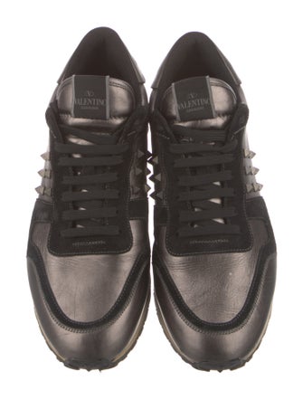 Valentino Rockstud Accents Leather Sneakers