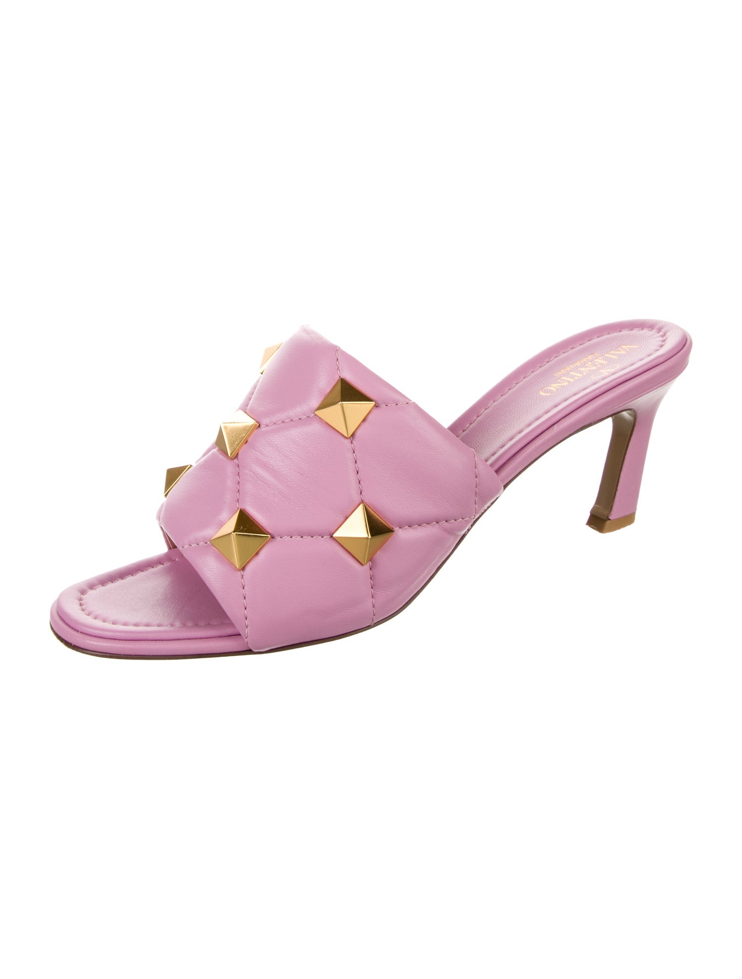 Valentino Rockstud Accents Leather Slides