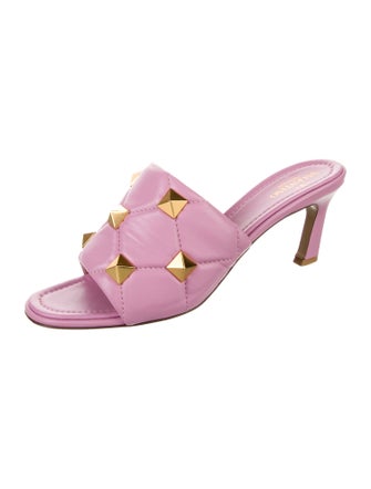 Valentino Rockstud Accents Leather Slides