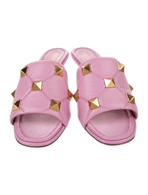Valentino Rockstud Accents Leather Slides