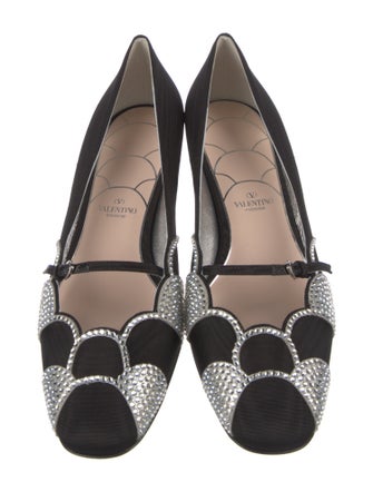 Valentino Satin Crystal Embellishments Pumps