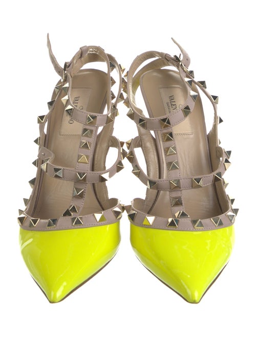 Valentino Rockstud Accents Patent Leather T-Strap Pumps
