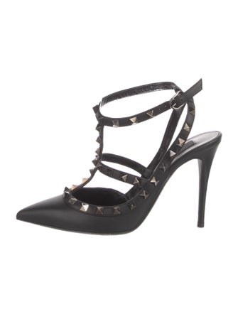 Valentino Rockstud Accents Leather Pumps