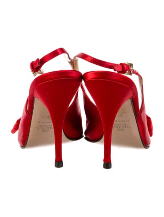 Valentino Satin Bow Accents Slingback Pumps