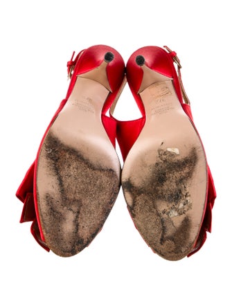 Valentino Satin Bow Accents Slingback Pumps
