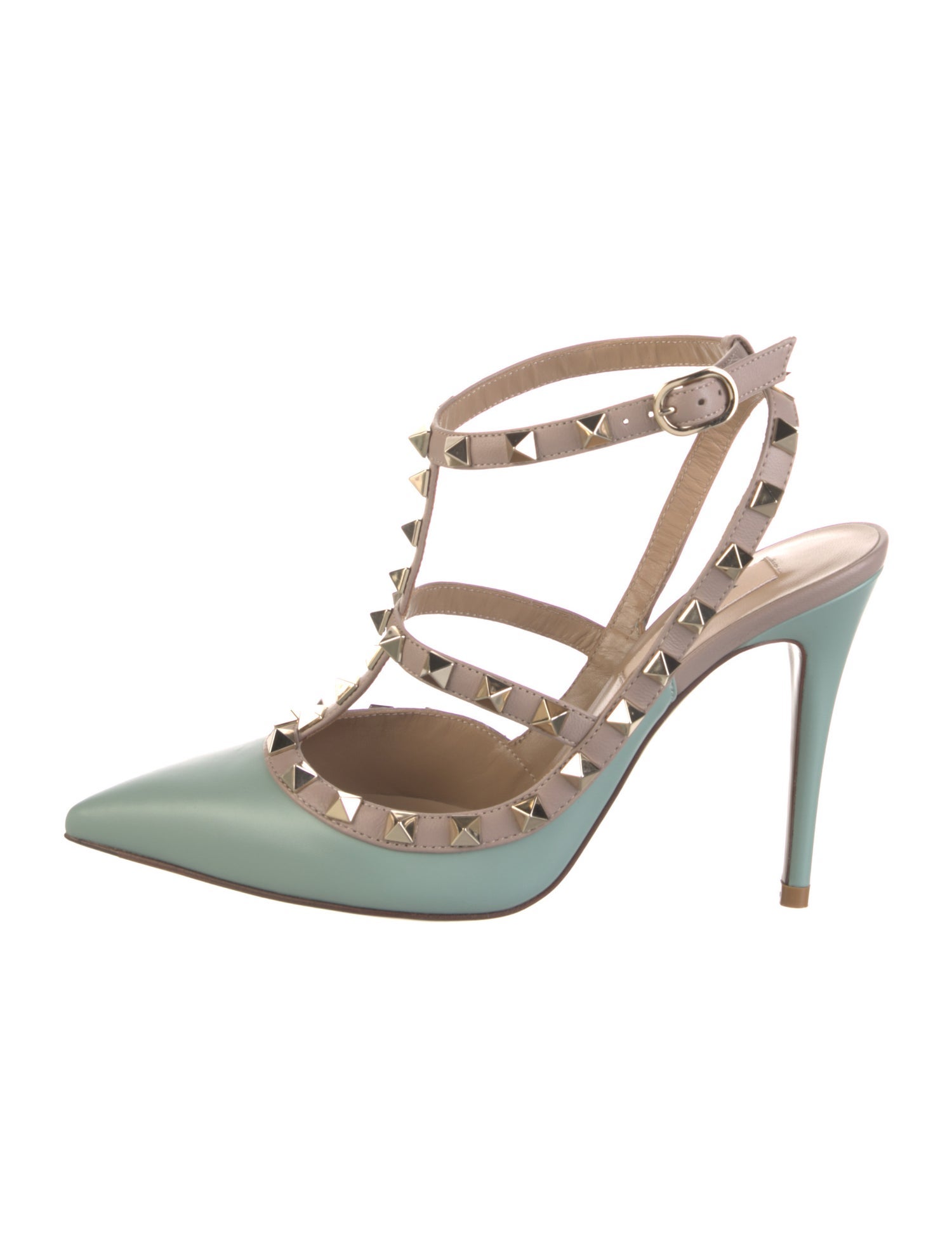Valentino Rockstud Accents Leather T-Strap Pumps