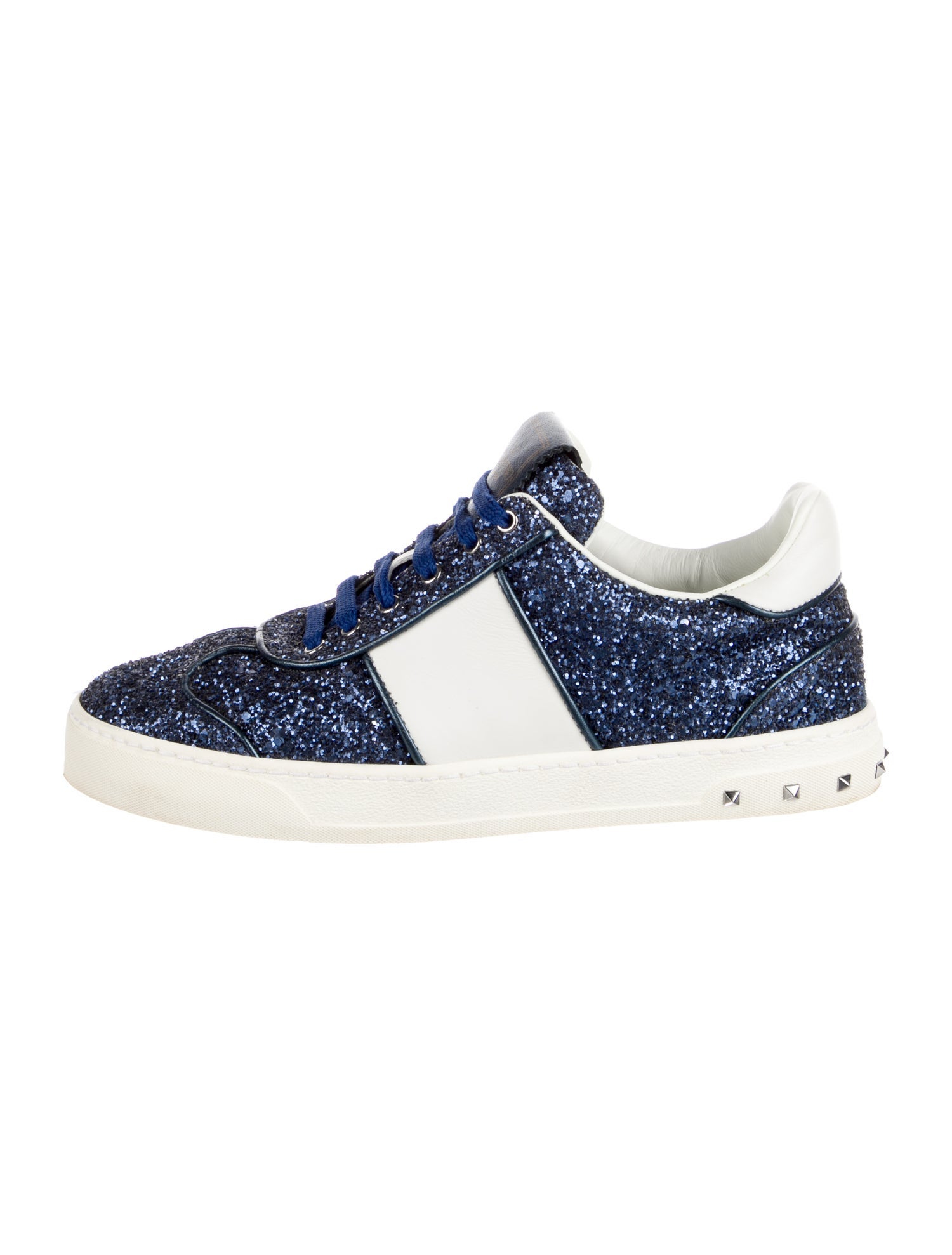 Valentino Rockstud Accents Glitter Sneakers