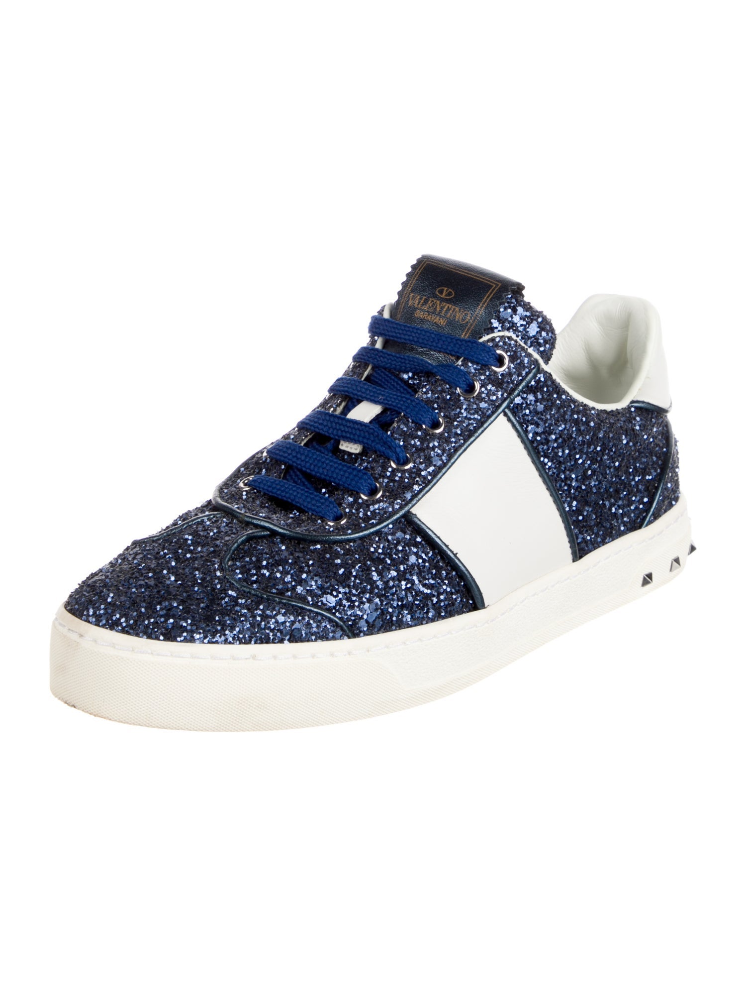 Valentino Rockstud Accents Glitter Sneakers