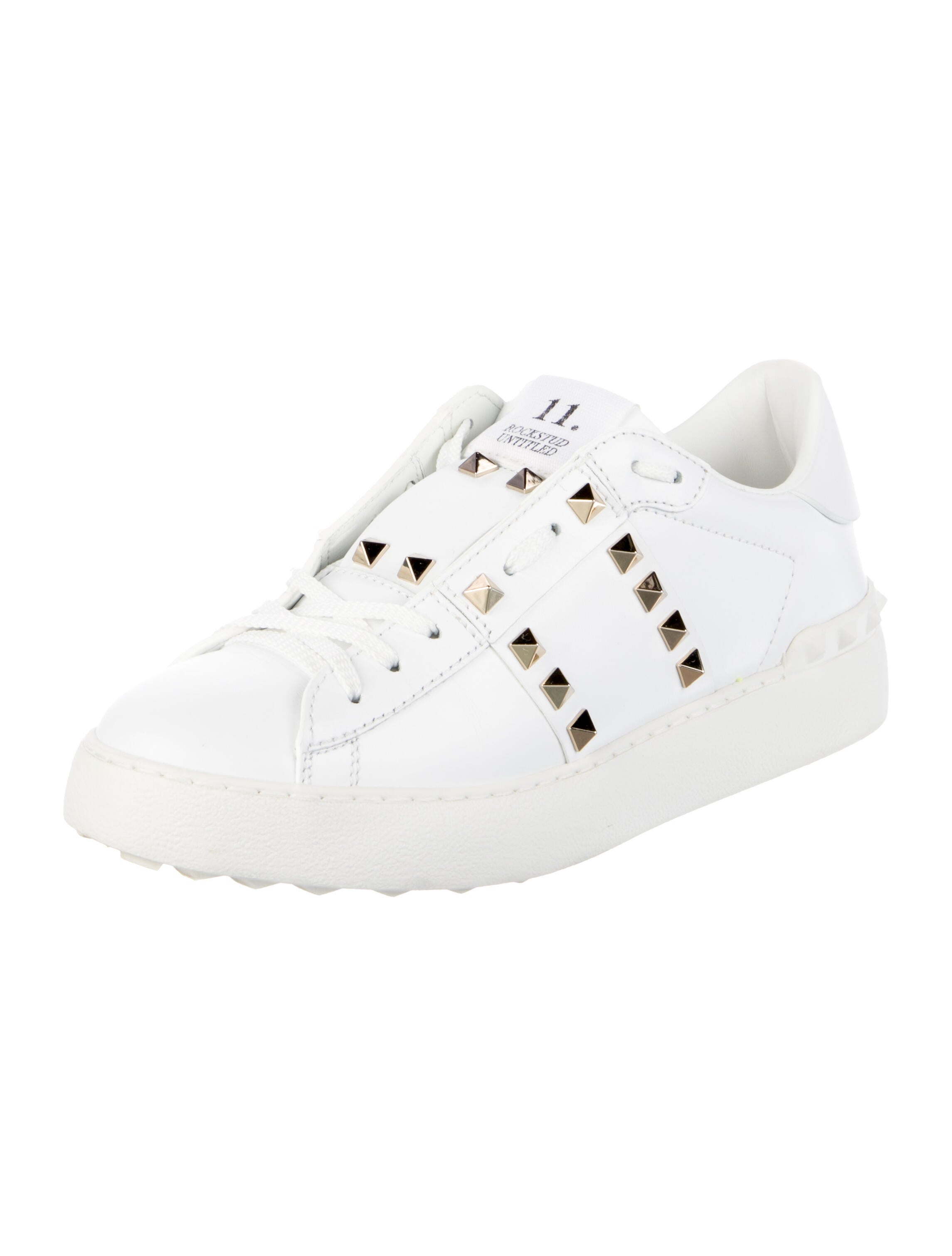 Valentino Rockstud Accents Leather Sneakers