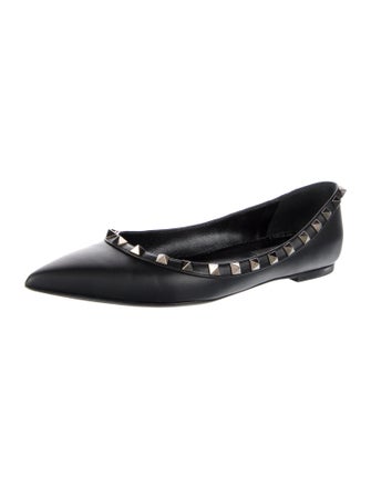 Valentino Rockstud Accents Leather Ballet Flats