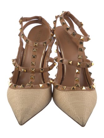 Valentino Rockstud Accents Leather T-Strap Pumps