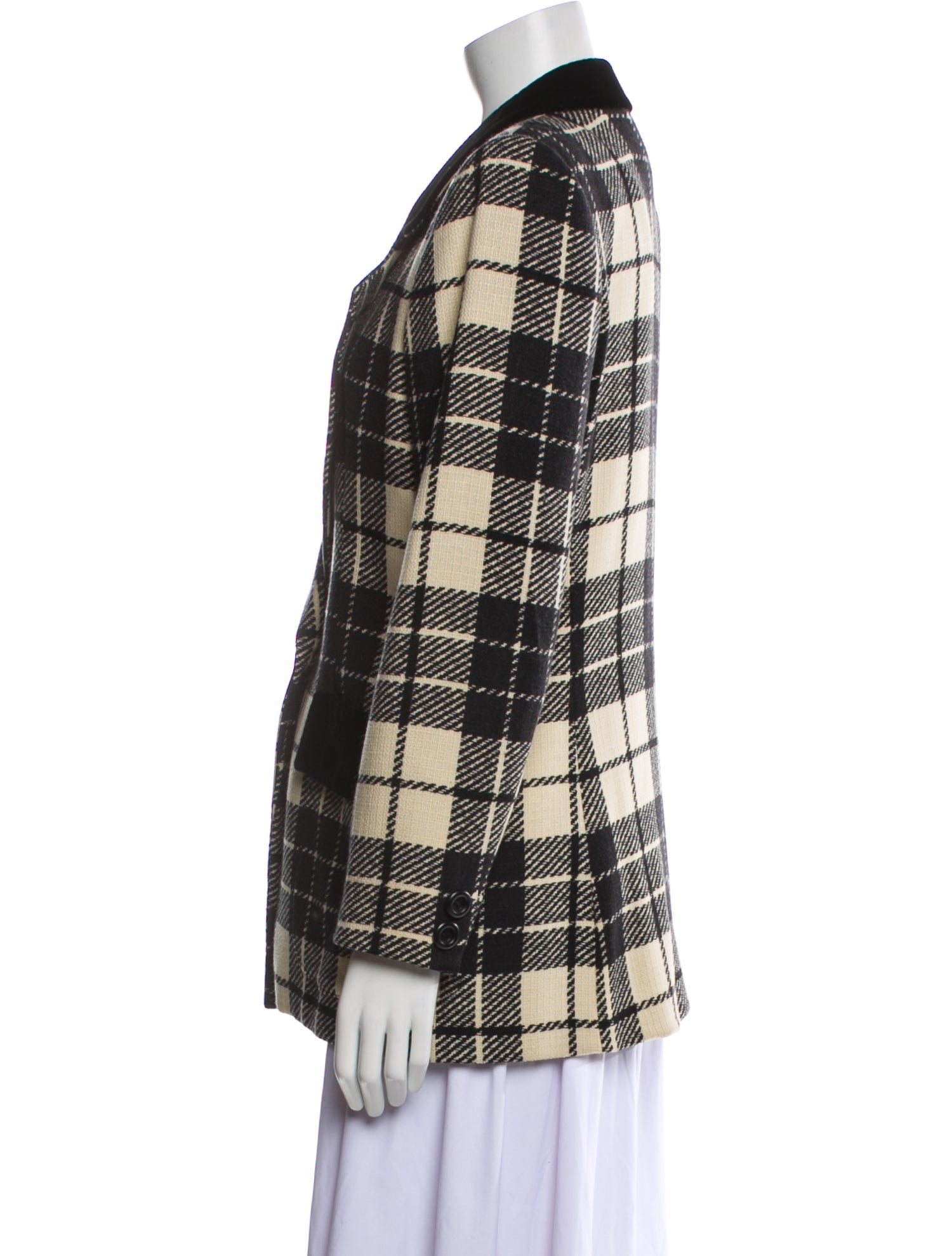 Valentino Wool Plaid Print Blazer