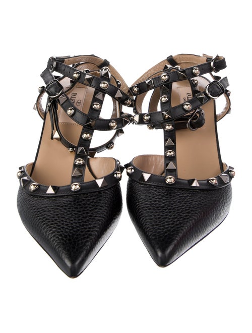 Valentino Rockstud Accents Leather T-Strap Pumps