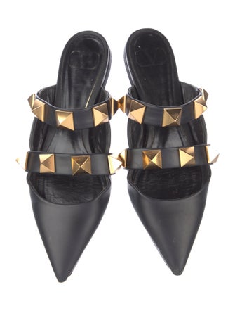 Valentino Rockstud Accents Leather Mules