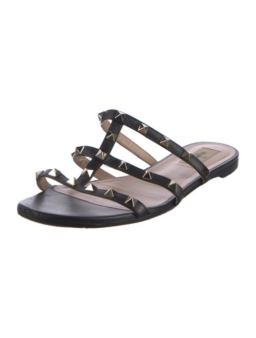 Valentino Rockstud Accents Leather Slides