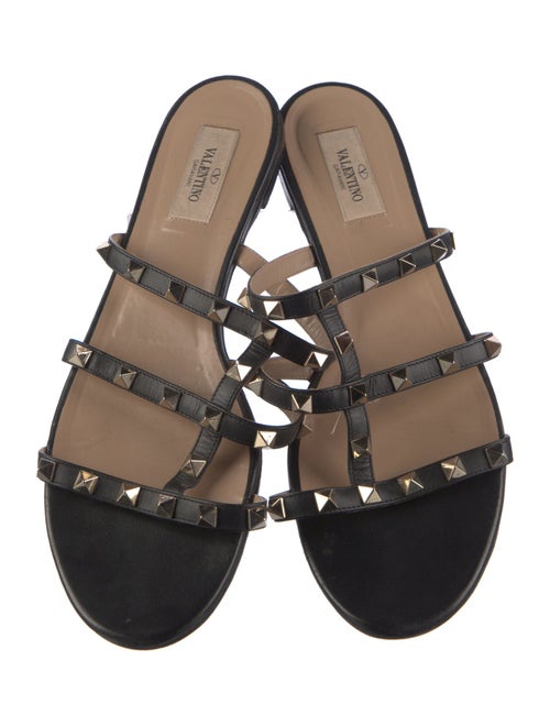 Valentino Rockstud Accents Leather Slides