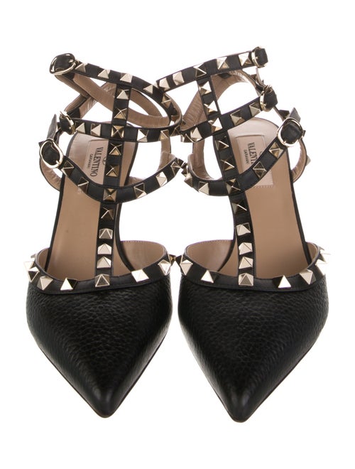 Valentino Rockstud Accents Leather T-Strap Pumps