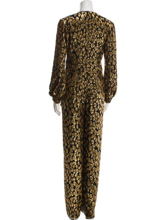 Valentino Printed V-Neck Jumpsuit