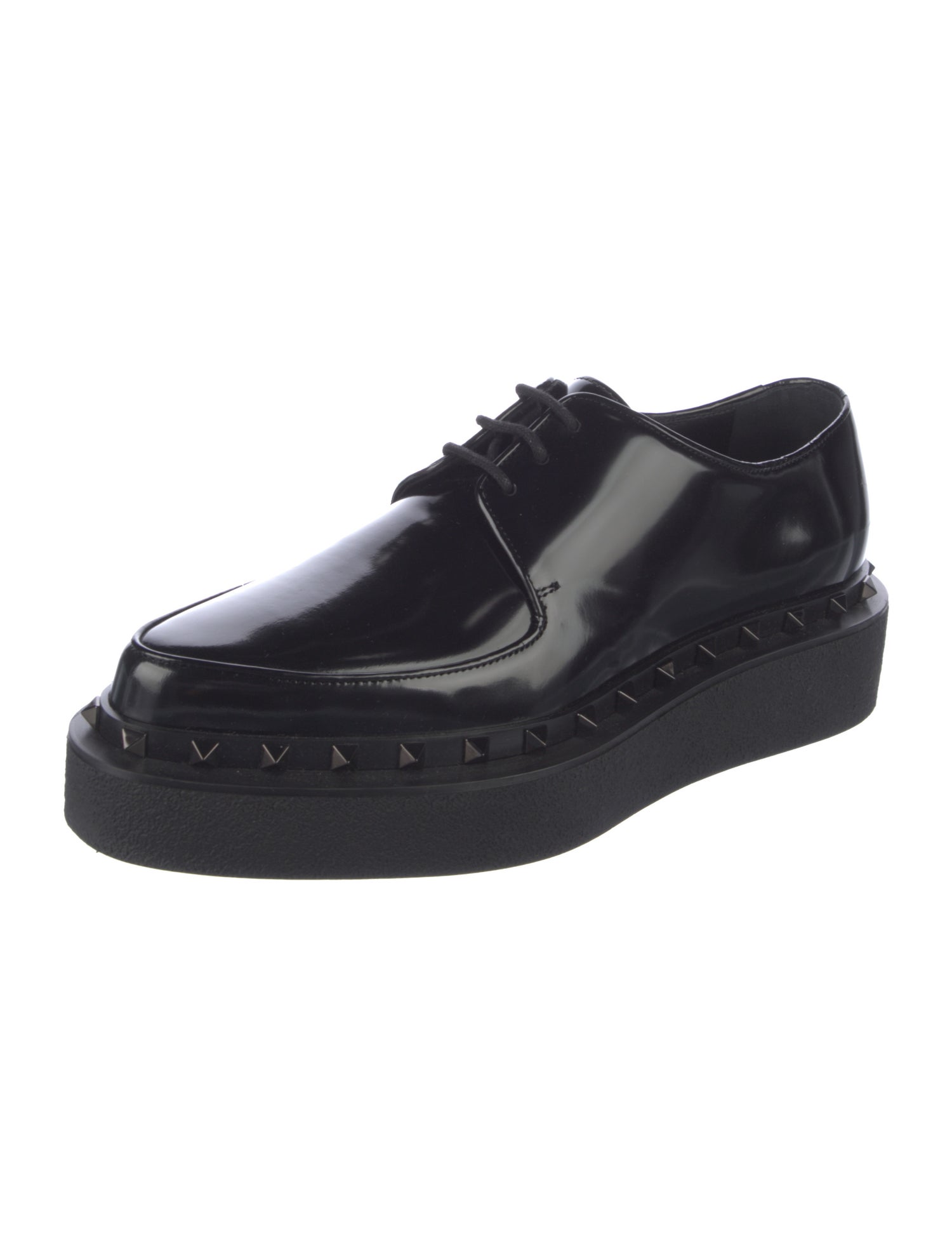 Valentino Rockstud Accents Leather Derby Shoes