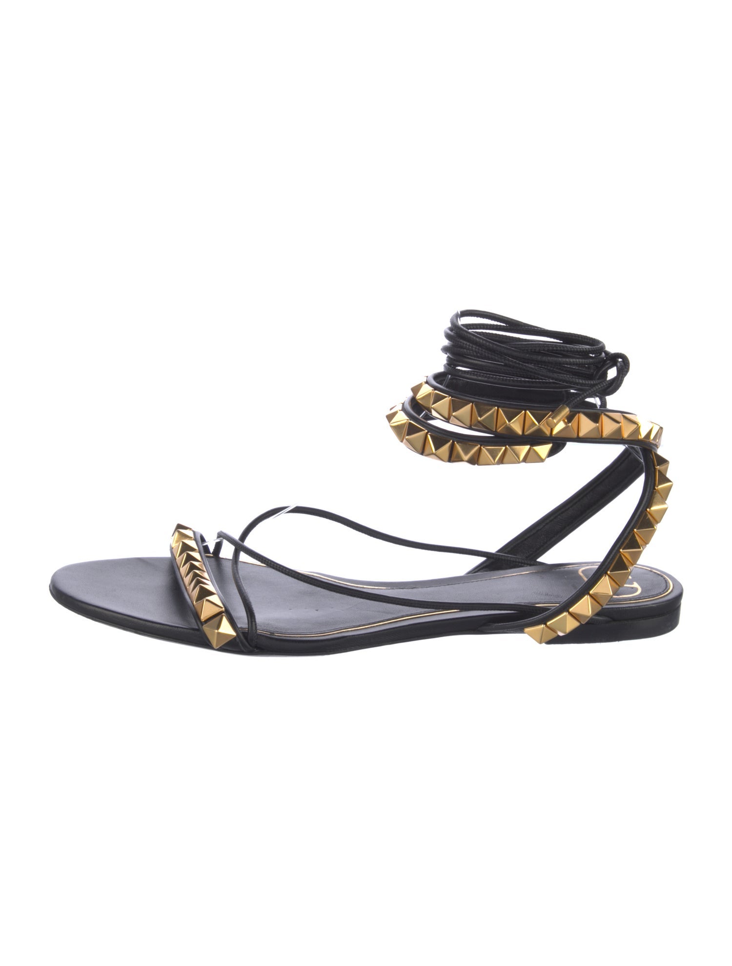 Valentino Rockstud Accents Leather Gladiator Sandals
