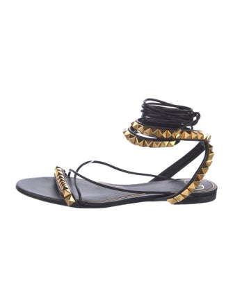 Valentino Rockstud Accents Leather Gladiator Sandals