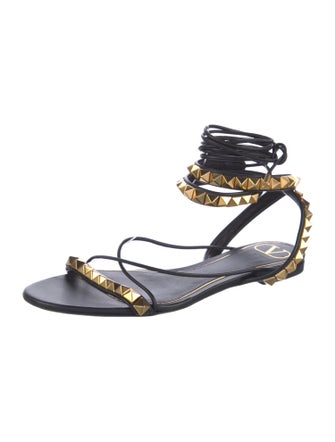 Valentino Rockstud Accents Leather Gladiator Sandals