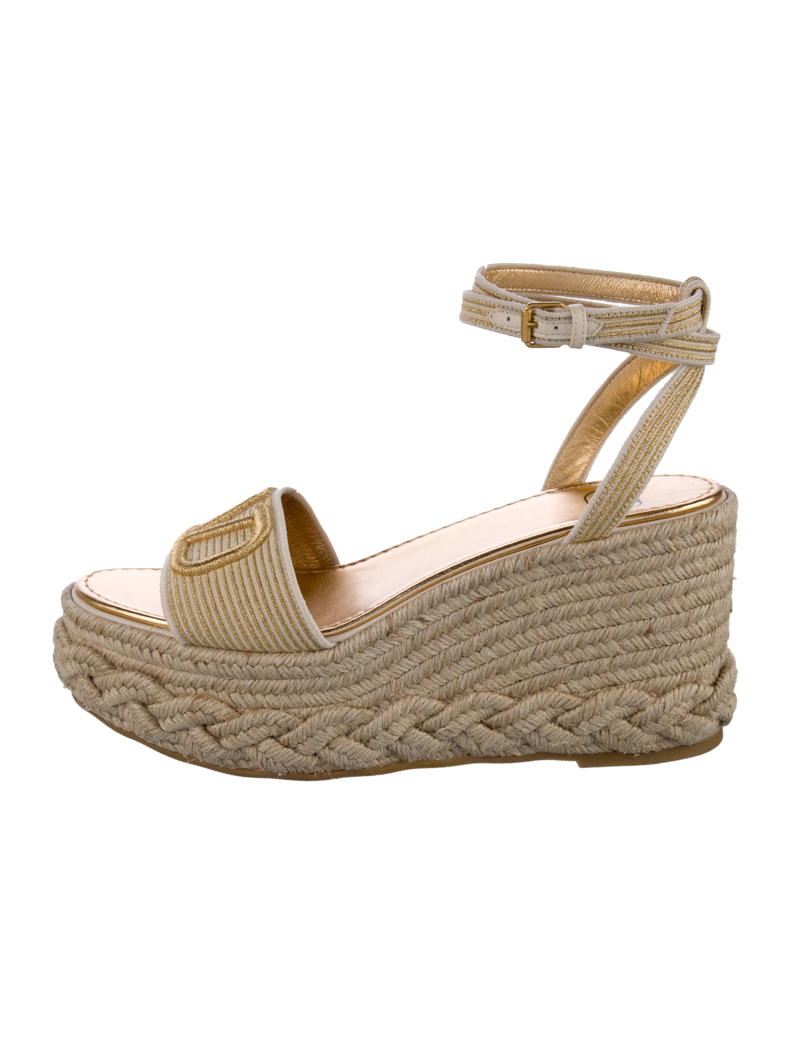 Valentino Jute Embroidered Accent Espadrilles