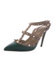 Valentino Rockstud Accents Leather T-Strap Pumps