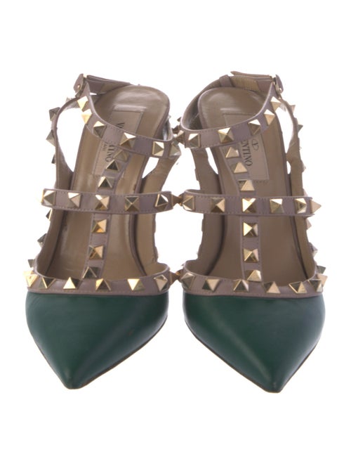 Valentino Rockstud Accents Leather T-Strap Pumps