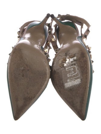 Valentino Rockstud Accents Leather T-Strap Pumps