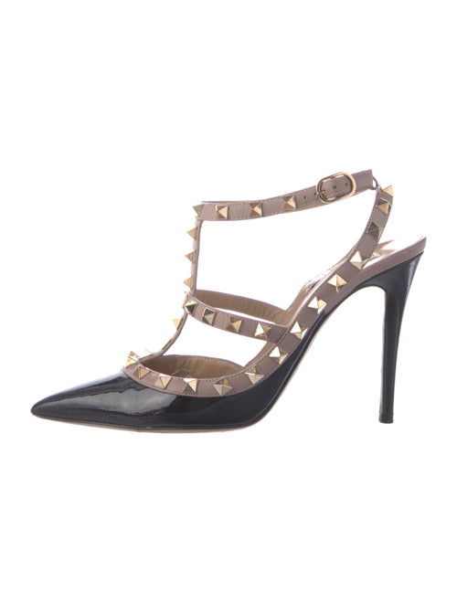 Valentino Rockstud Accents Patent Leather T-Strap Pumps