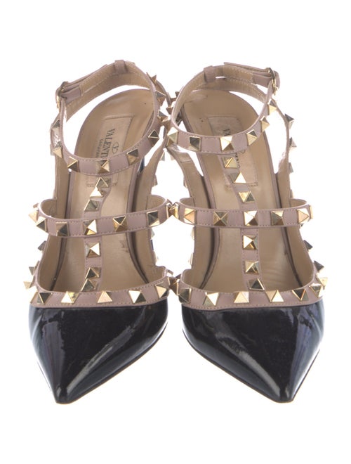 Valentino Rockstud Accents Patent Leather T-Strap Pumps