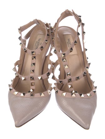 Valentino Rockstud Accents Leather T-Strap Pumps