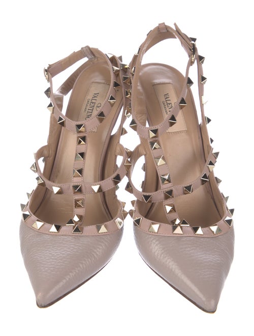 Valentino Rockstud Accents Leather T-Strap Pumps