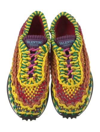 Valentino Patterned Crochet Trim Sneakers