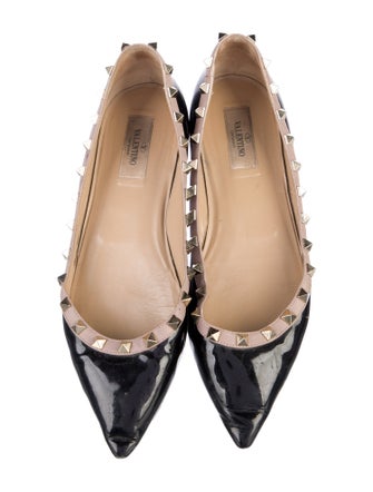 Valentino Rockstud Accents Patent Leather Flats